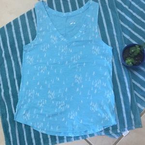 Light blue workout tank with sailboat design